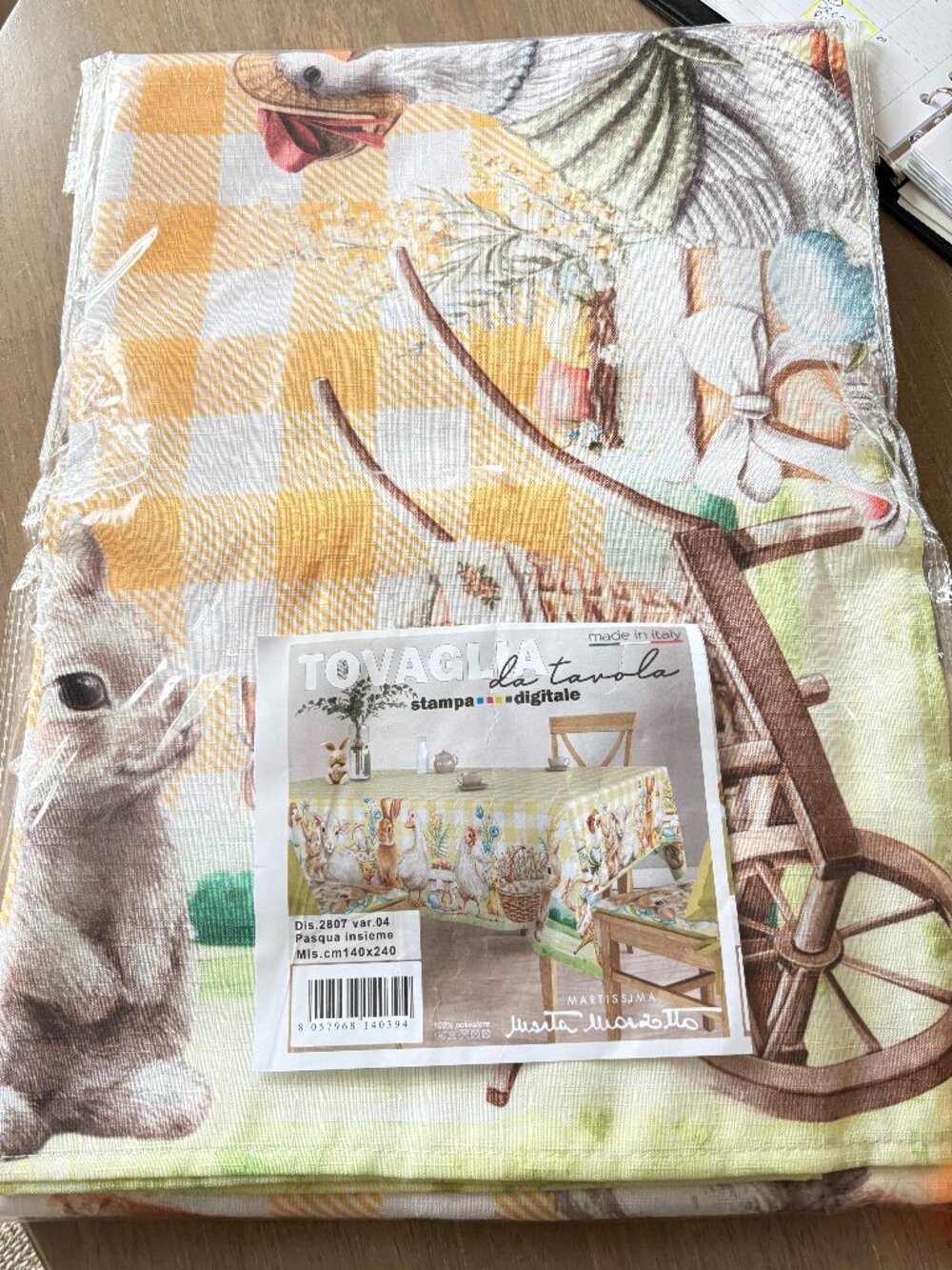 Brand new Easter Tablecloth Made in Italy 48x 87 Fabric UNIQUE